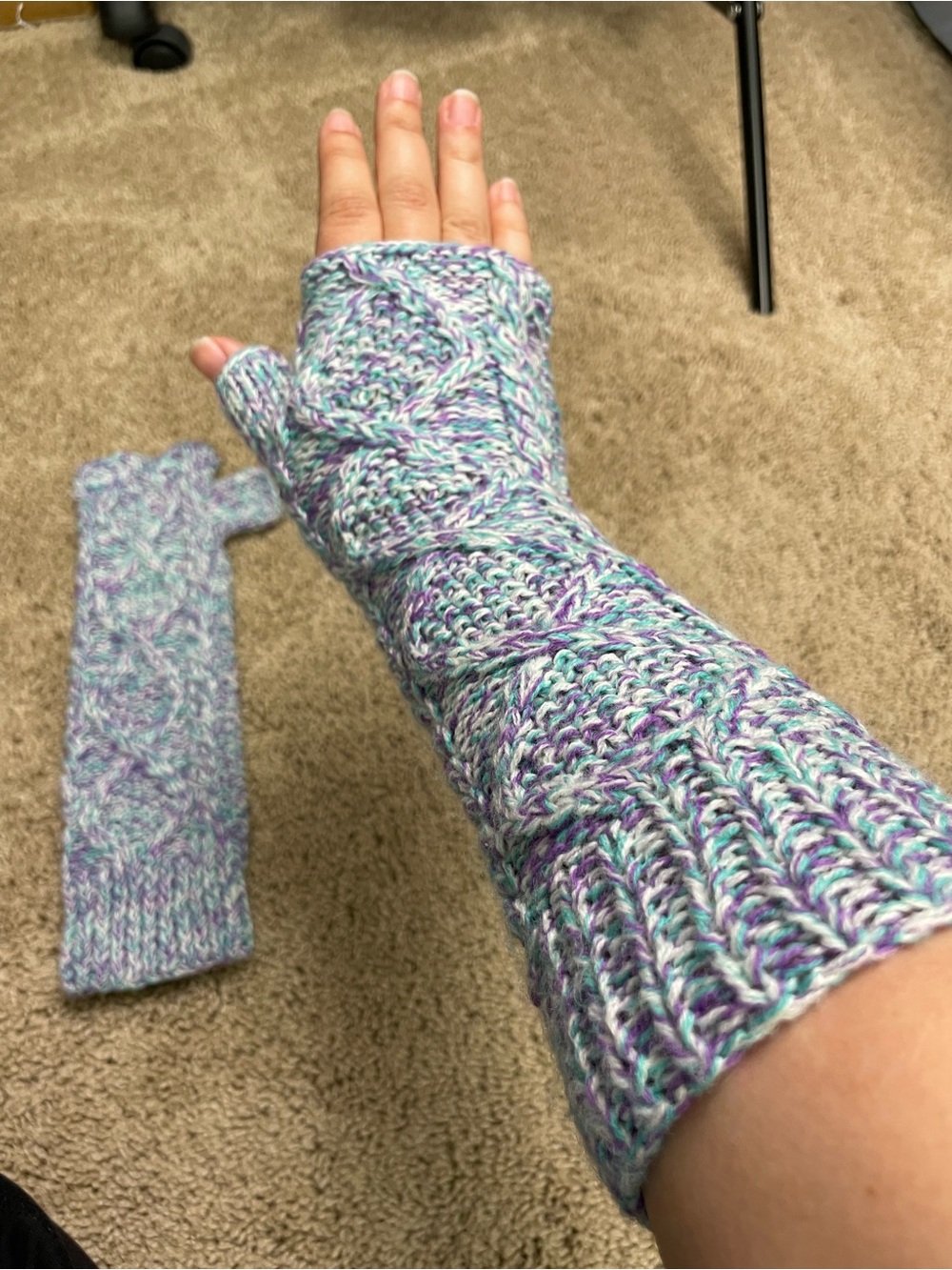 Urban Outfitters Mint, Lavender & White Knit Fingerless Arm Warmers - Picture 8 of 8